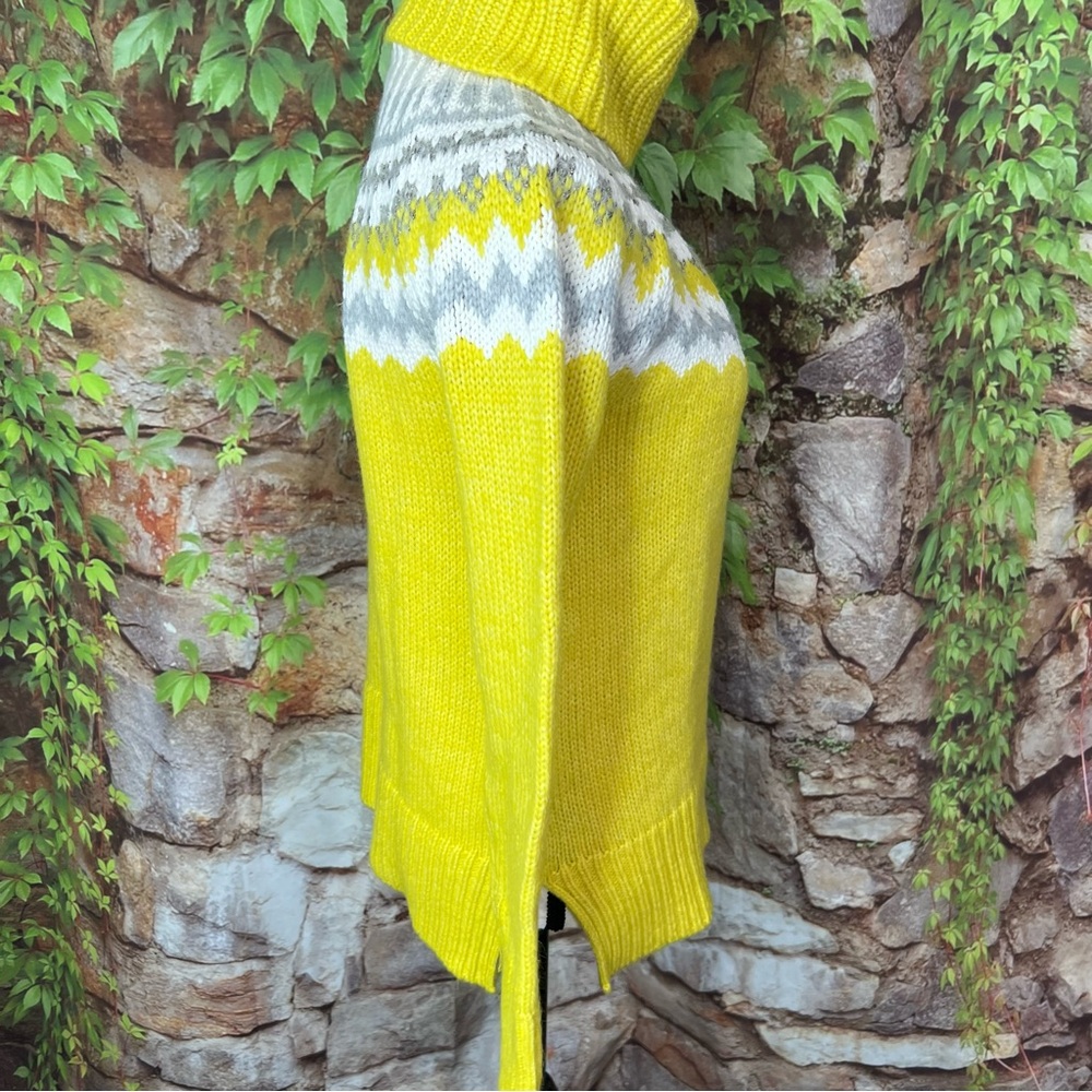 LOFT Cozy Cabincore Yellow Fair Isle Turtleneck Sweater, XS - Picture 8 of 10